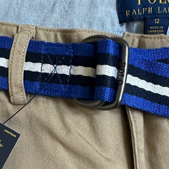 NWT Polo by Ralph Lauren Kids' Tan Pants with Blue Belt - Picture 3 of 4